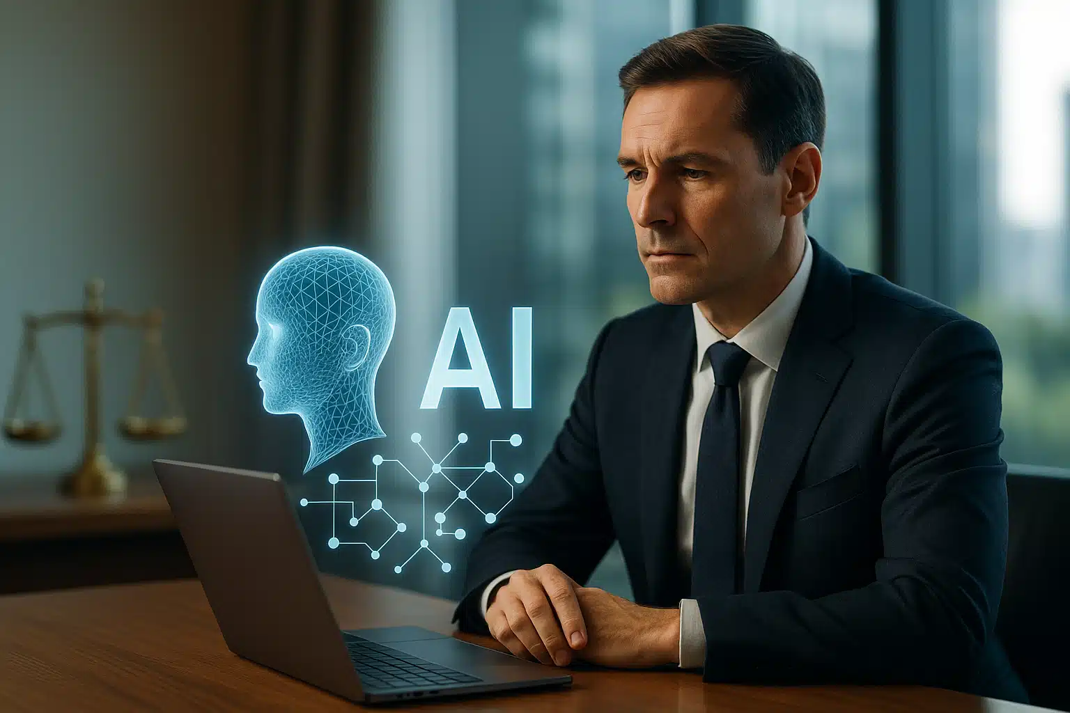 Server racks, data flows and headlines illustrating 2025 tech and politics trends for business leaders