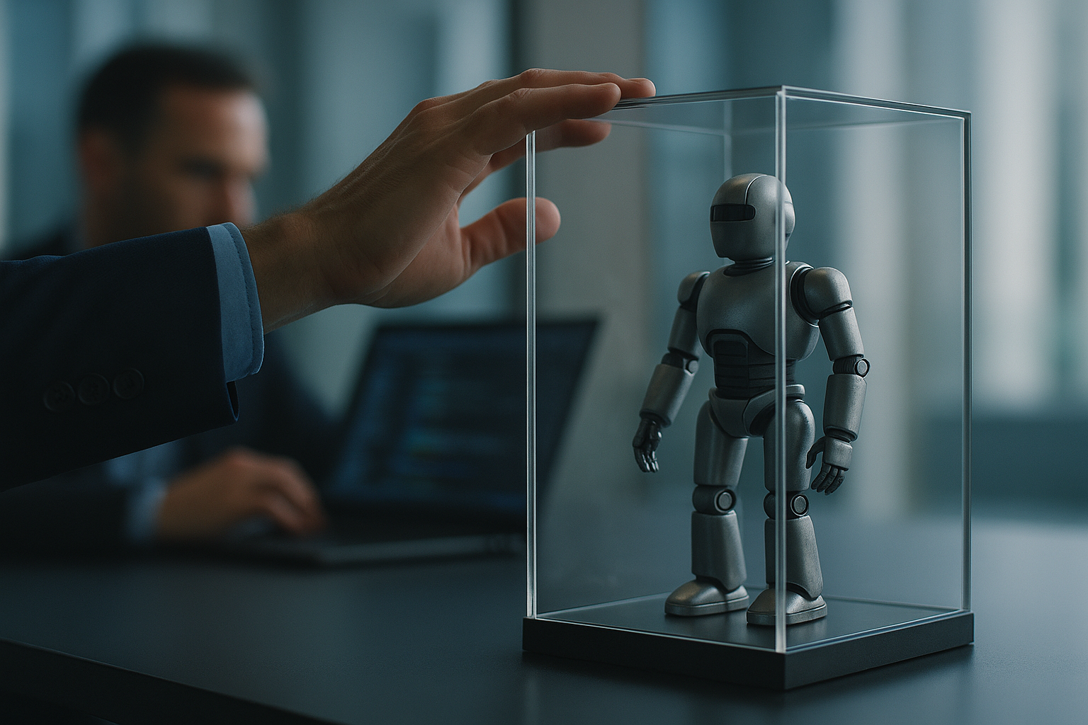 Abstract visualization of sandboxing agentic AI workflows showing containment, least-privilege controls, and observability for forensics