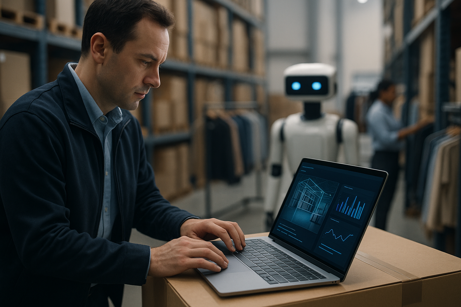 Omniverse digital twin warehouse and retail shopping assistant illustrating NVIDIA retail AI blueprints for catalog enrichment and multi-robot simulation