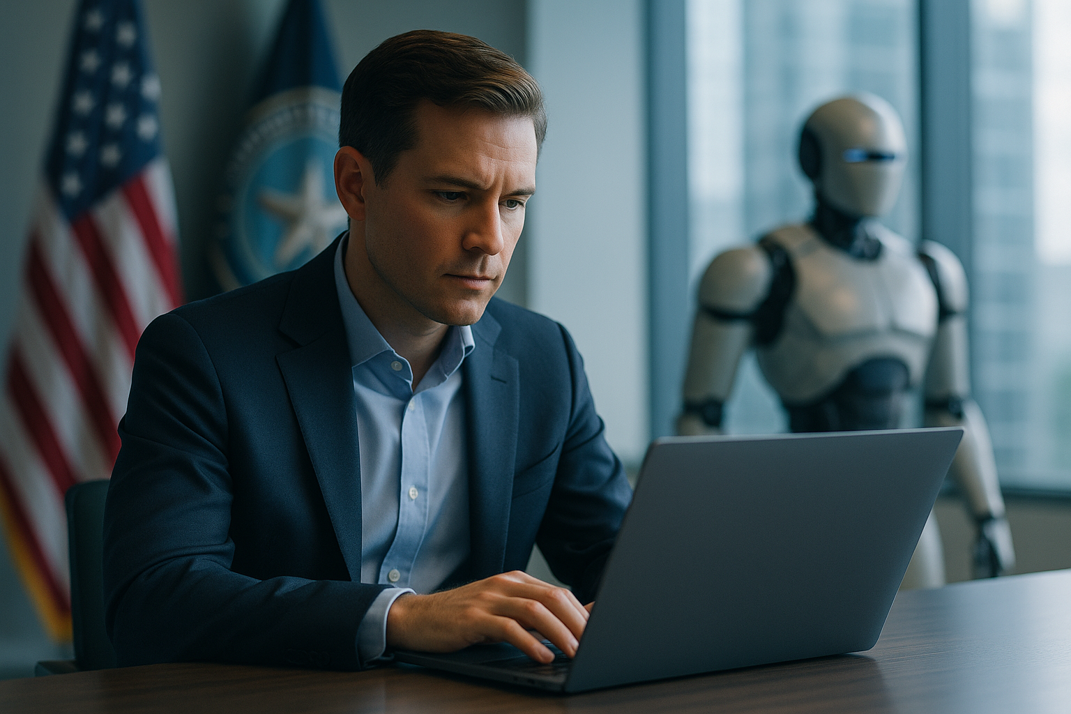 Abstract illustration of cloud infrastructure and defense networks representing AI defense partnerships and classified deployments