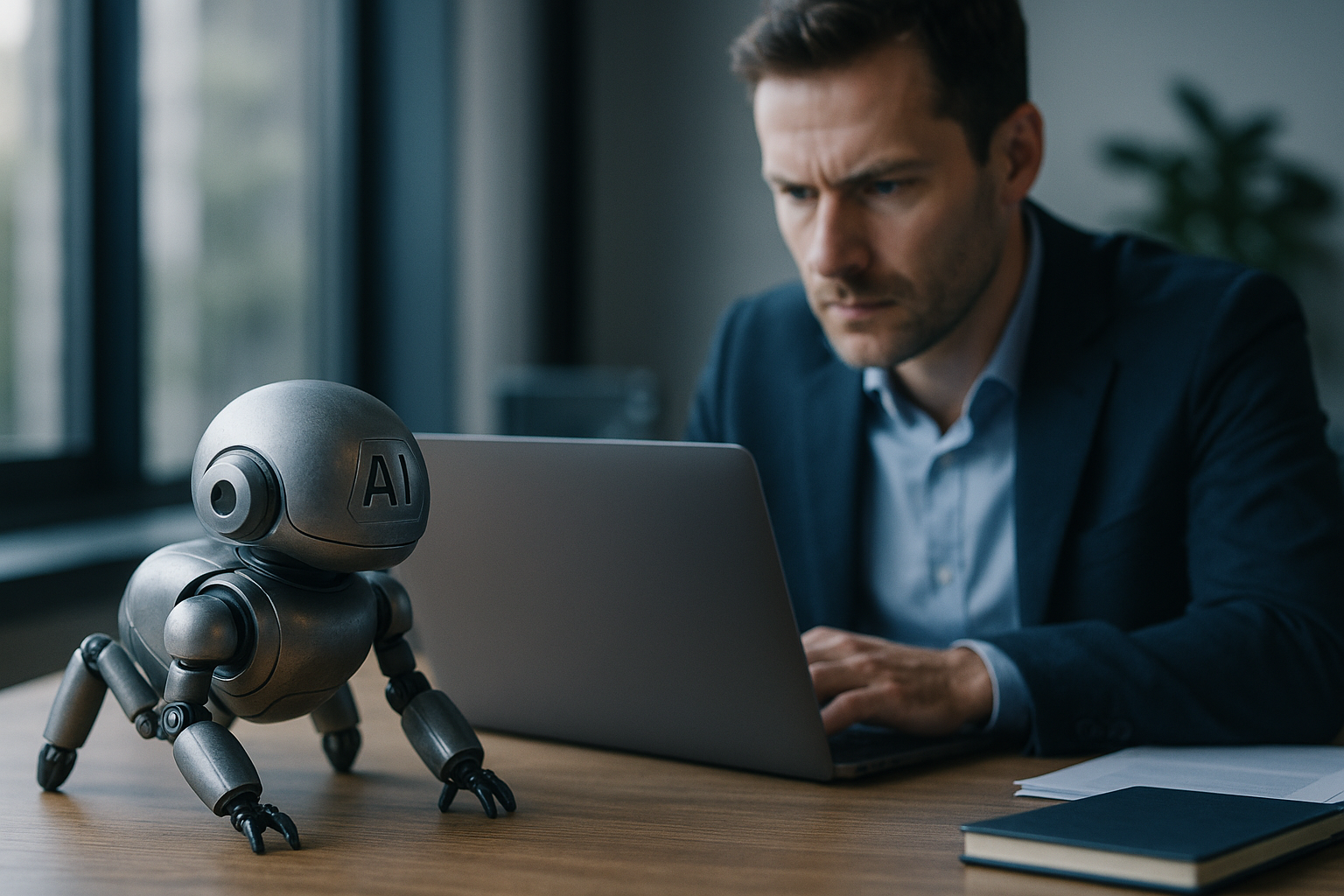 Stylized visualization of automated bots traversing web servers and content hubs, illustrating the impact of AI crawlers on web traffic