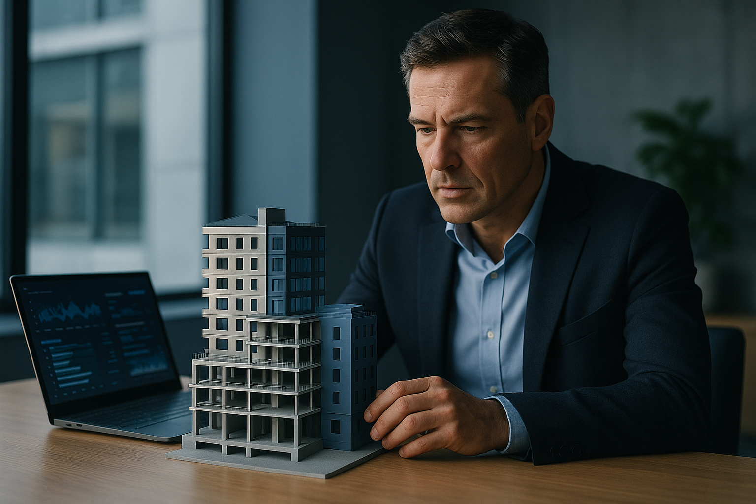 Data-rich executive dashboard illustrating AI decision-support agents for executives with prioritized schedule, cost, and risk alerts