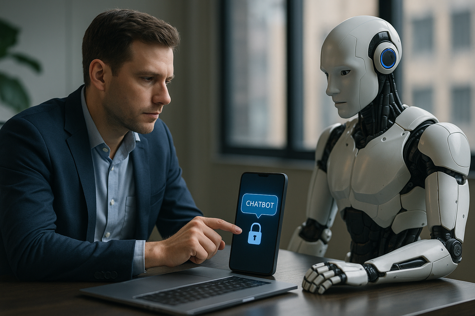 Abstract illustration of chatbots navigating blocked content and patriotic messaging, representing Chinese chatbot censorship