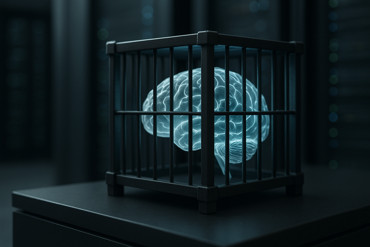 Illustration of an AI agent containment framework showing IronCurtain VM sandbox and a visible policy constitution layer controlling agent access
