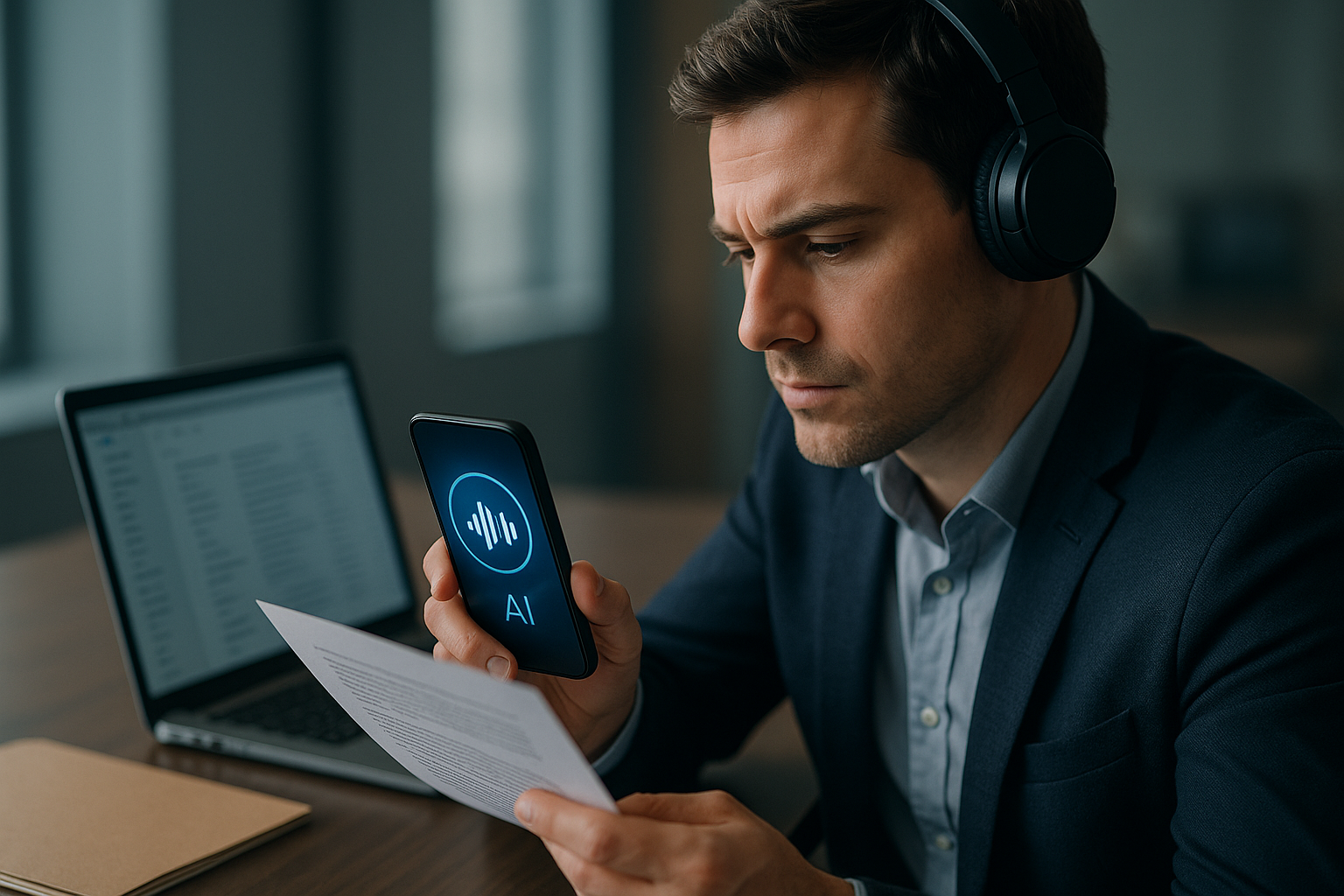 Smartphone lock screen showing 'Your AI Briefing' notification illustrating personalized AI audio summaries with email, calendar, and chat icons