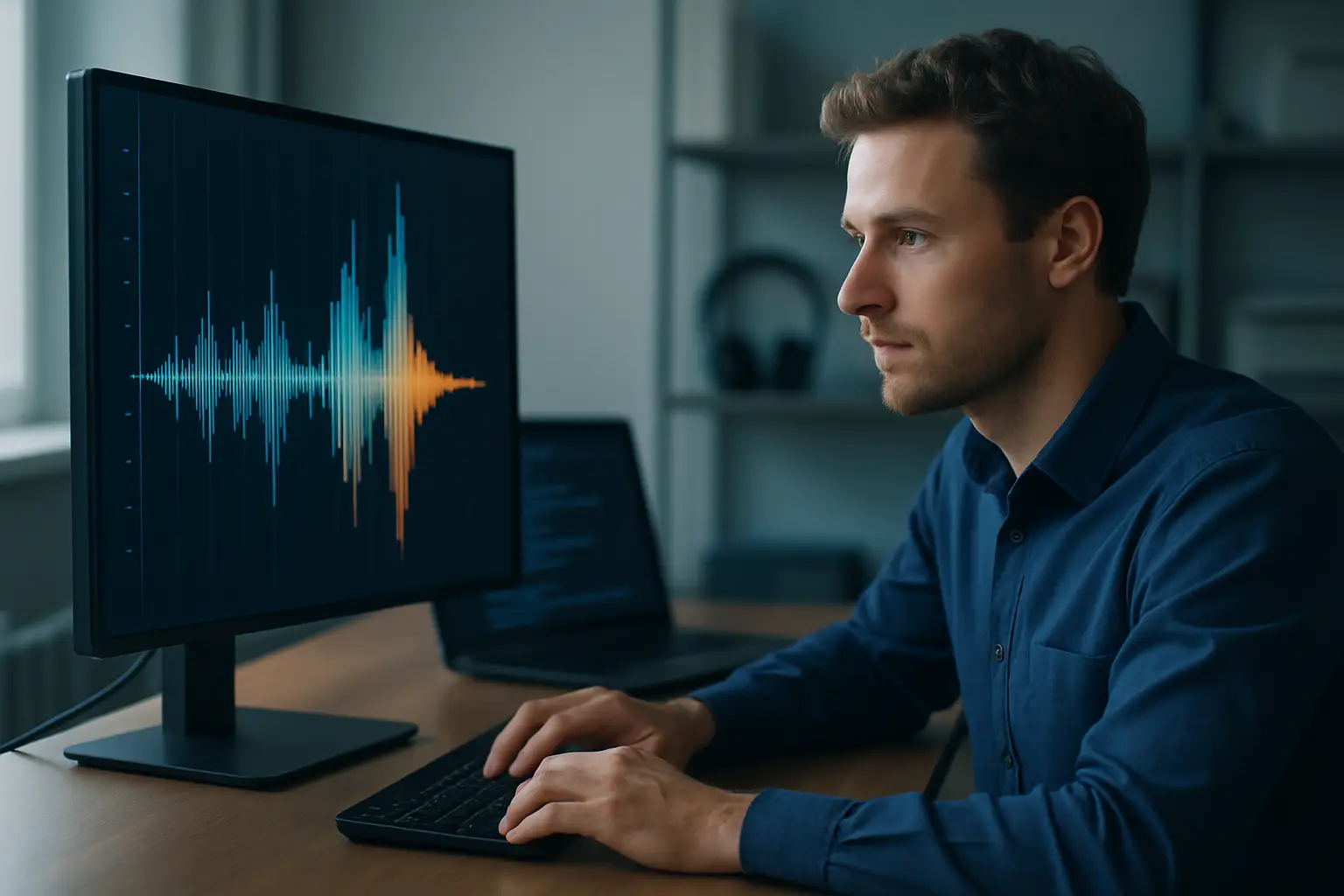 Demonstration of AI-driven sound visualization in MIT's Music Technology and Computation labs showing audio mapped to visuals