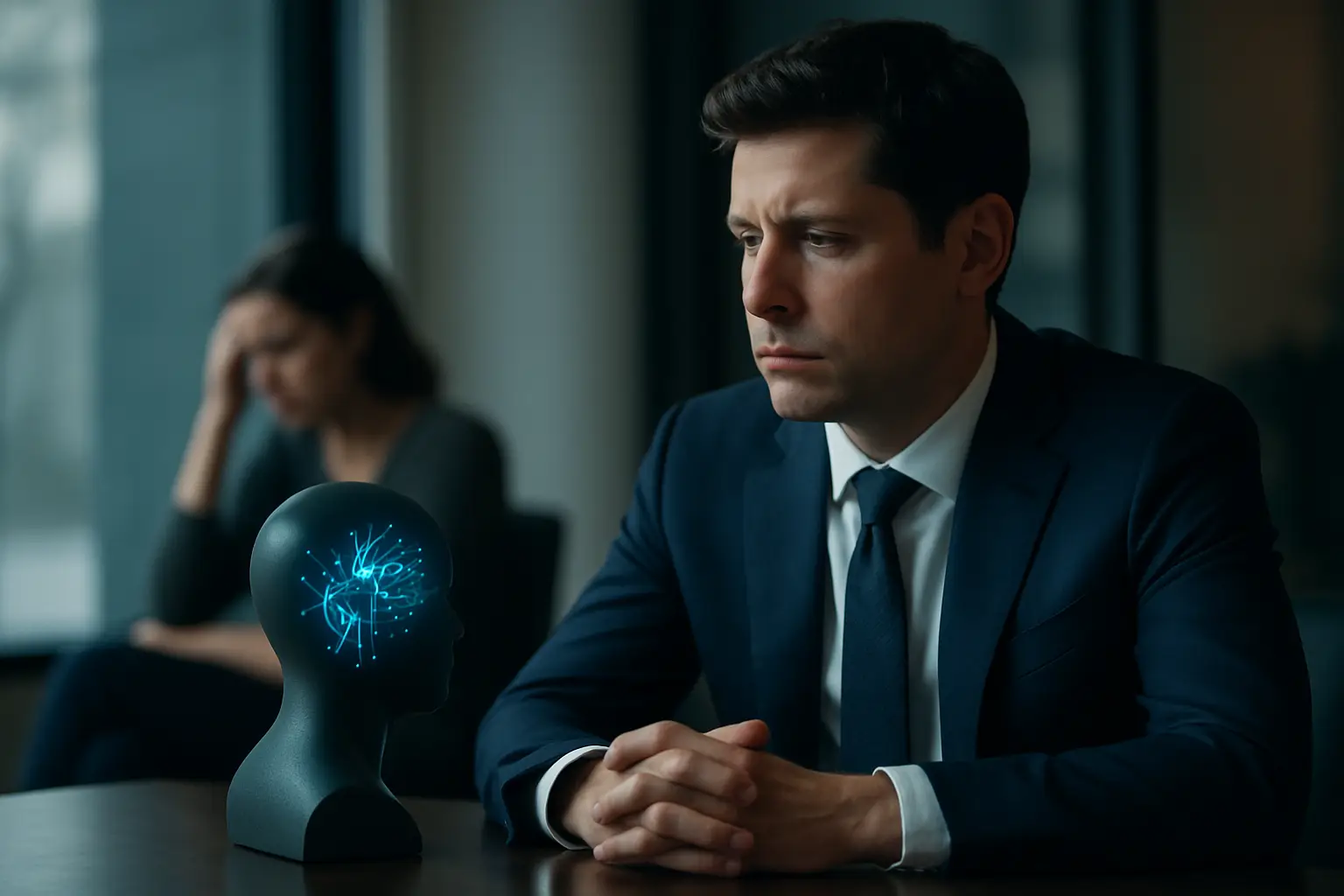 AI documentary CEO accountability: still from The AI Doc with director Daniel Roher and tech leaders including Sam Altman