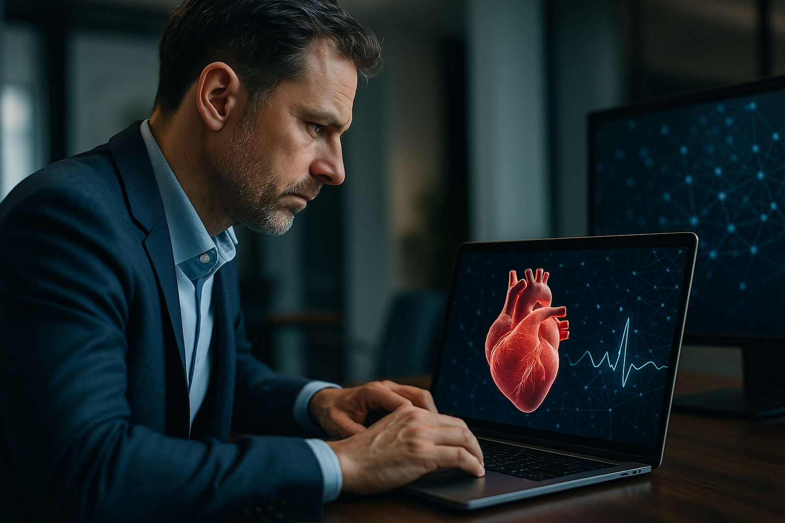 Clinical dashboard showing rising 1-year ai heart failure risk prediction for a heart-failure patient