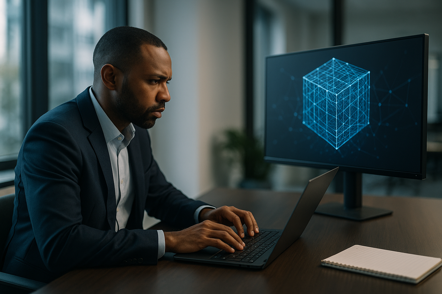 Cross-functional team using AI copilots and evaluation dashboards to demonstrate AI strategy for frontier firms
