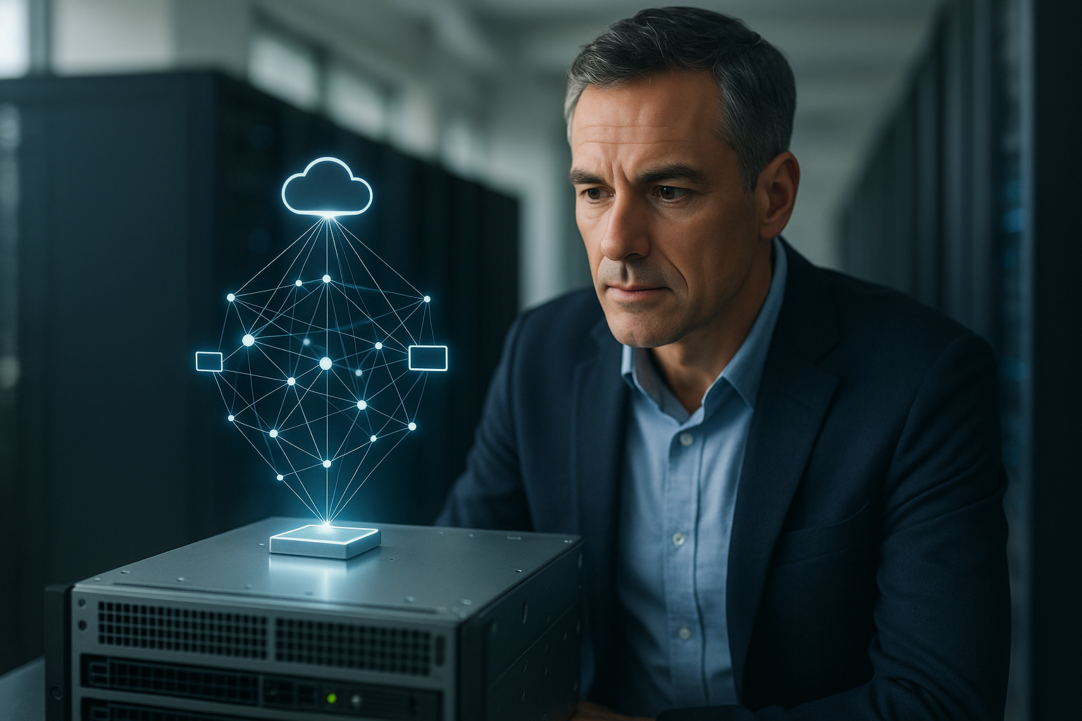 Illustration of the NVIDIA AI Grid architecture: unified AI fabric spanning data center to edge sites