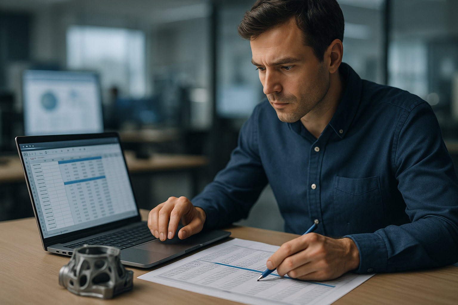 Spreadsheet interface illustrating spreadsheet AI for engineering optimization with a tabular surrogate model guiding design variables