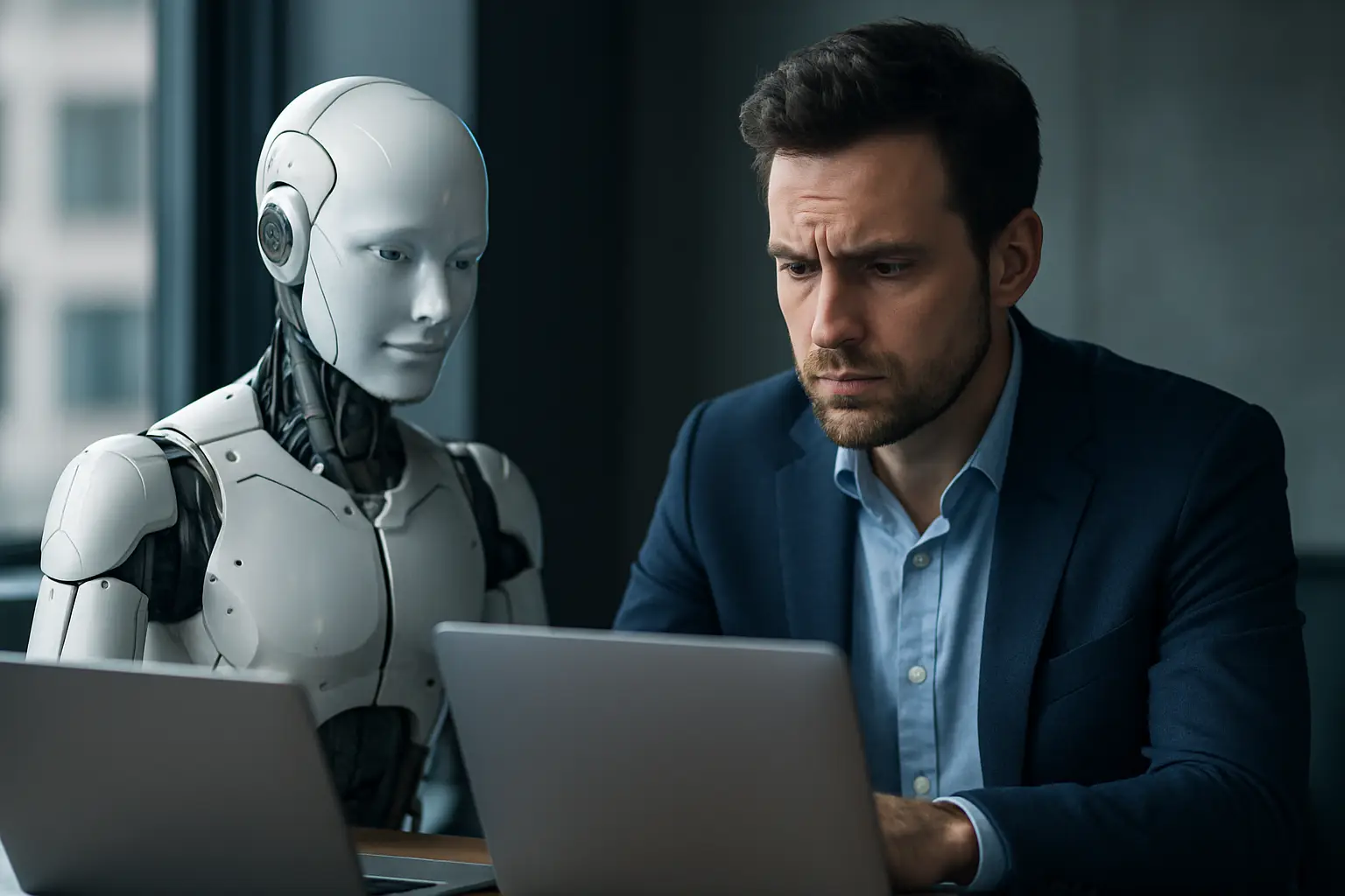 Marketer evaluating AI-generated content authenticity, trust signals, and SEO risks