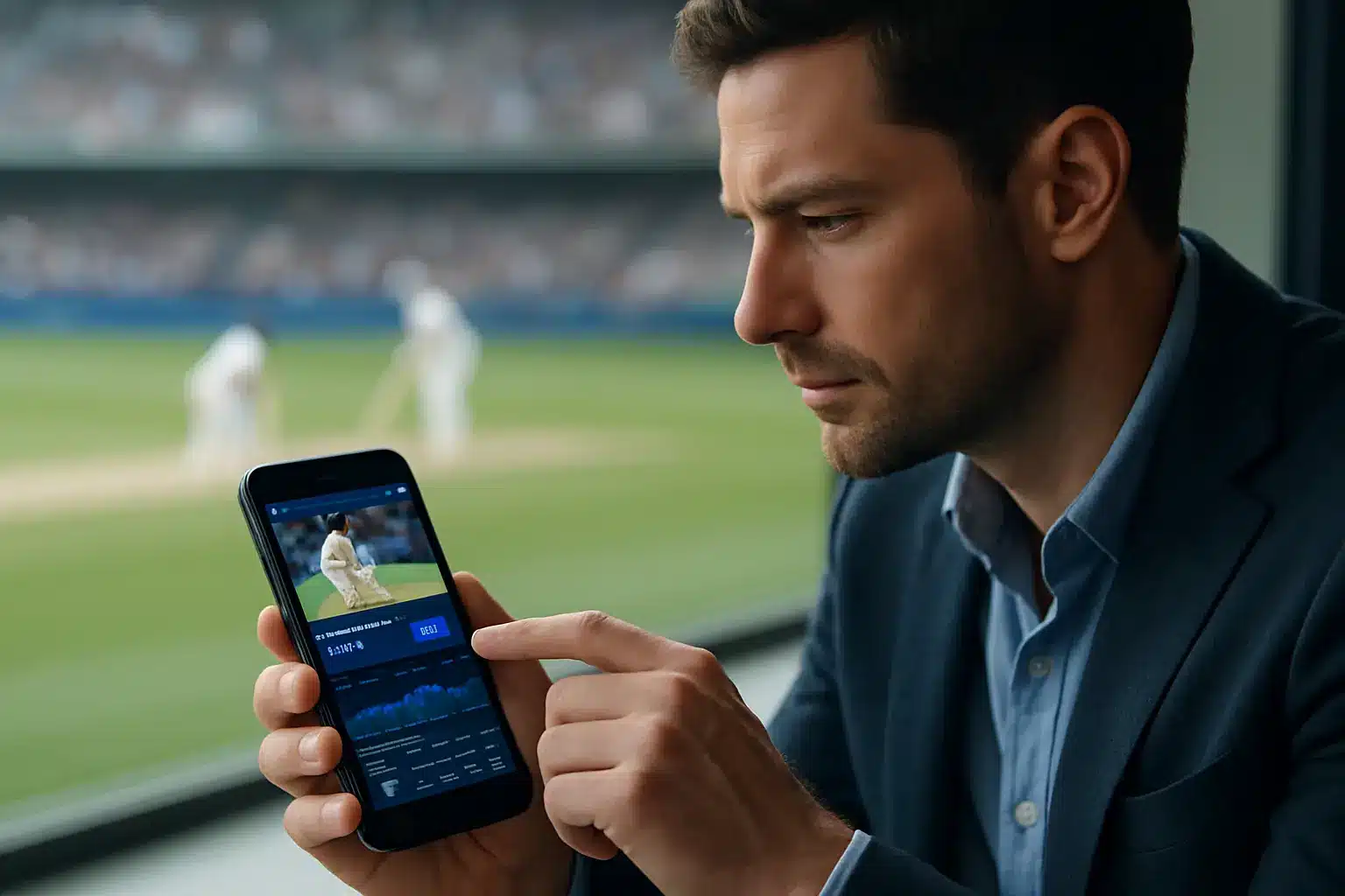Fans using the Cricket Australia Live app viewing AI Insights for cricket AI fan engagement during a live match