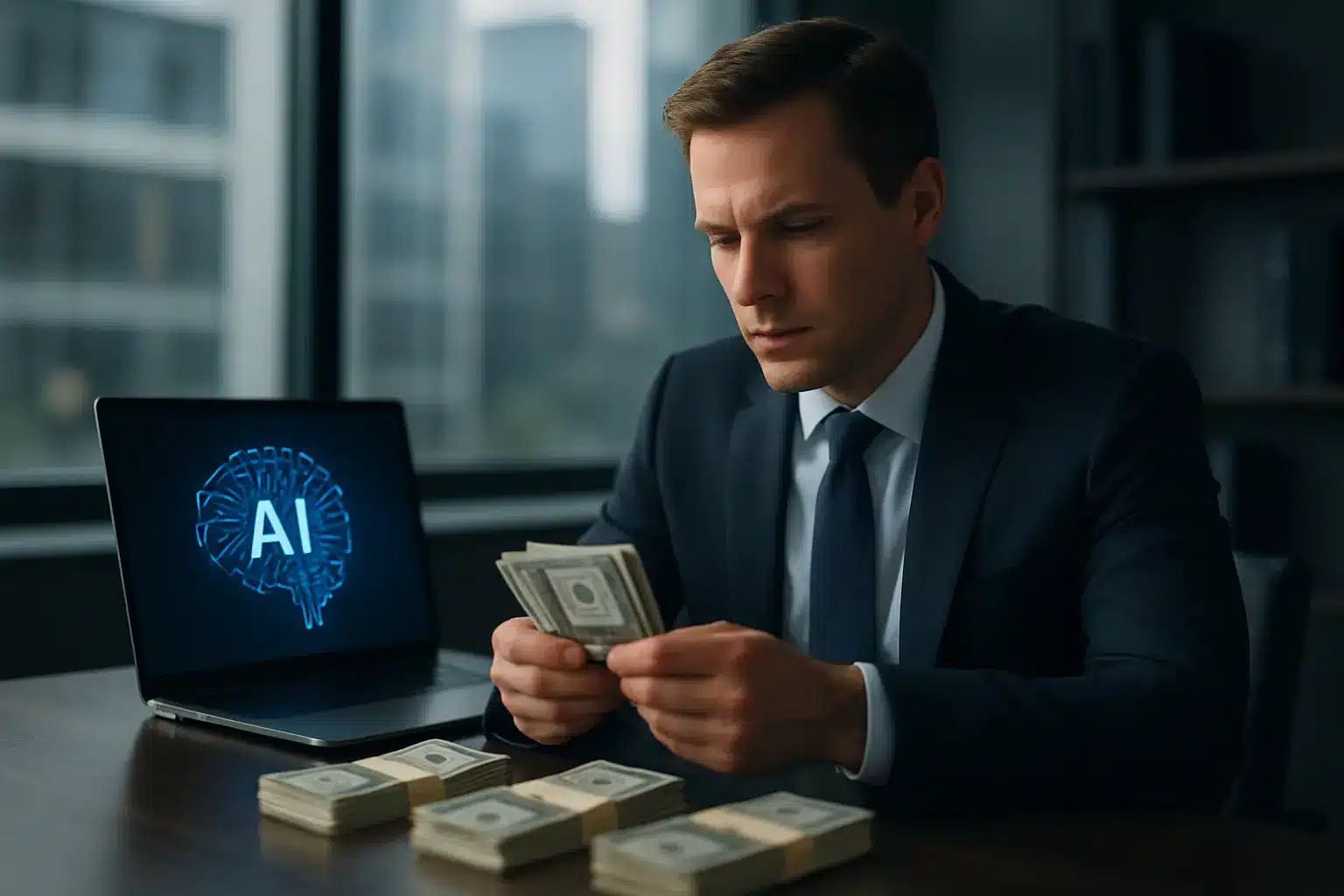 Illustration of AI industry dark-money campaign influencing policy and public messaging