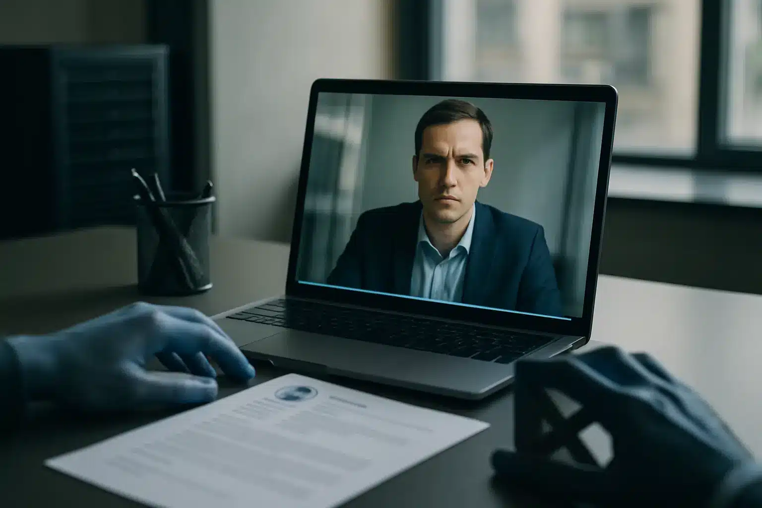 Recruiter dashboard and candidate resumes on a laptop illustrating AI hiring bias in resume screening and automated interview tools