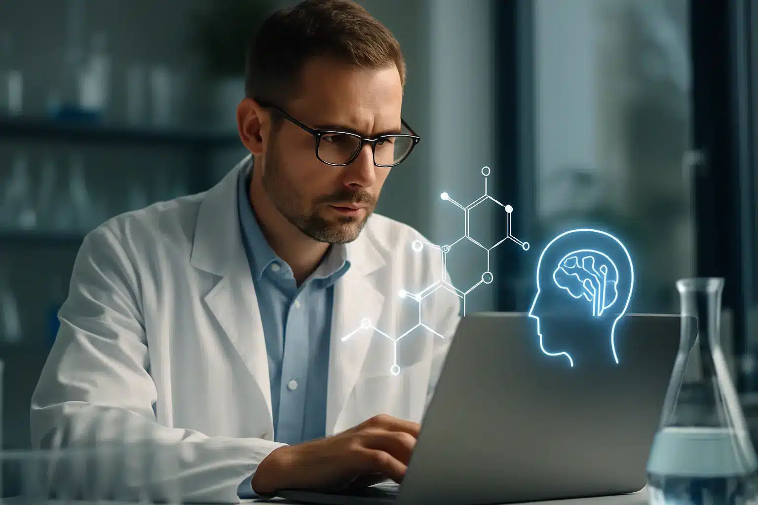 Chemists evaluating synthesis-aware outputs from chemistry-aware AI models for retrosynthesis and route planning