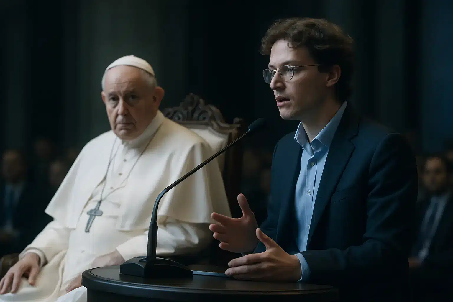 Vatican Anthropic AI engagement: Pope Leo XIV and Anthropic’s Christopher Olah at the Magnifica Humanitas presentation